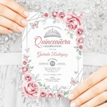 Quinceanera Floral Pink Silver
