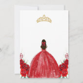 Quinceanera Floral Red Rose Gold Invitation Kaart (Achterkant)