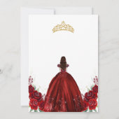 Quinceanera Floral Red Rose Gold Invitation Kaart (Achterkant)