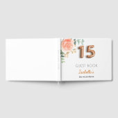 Quinceanera floral roos Gold eucalyptus monogram Gastenboek (Volledig)