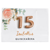 Quinceanera floral roos Gold eucalyptus monogram Groot Cadeauzakje (Achterkant)