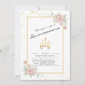 Quinceañera Floral Script 15th Birthday Kaart (Voorkant)