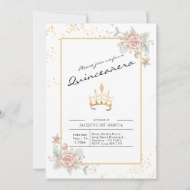 Quinceañera Floral Script 15th Birthday Kaart