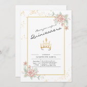 Quinceañera Floral Script 15th Birthday Kaart (Voorkant / Achterkant)