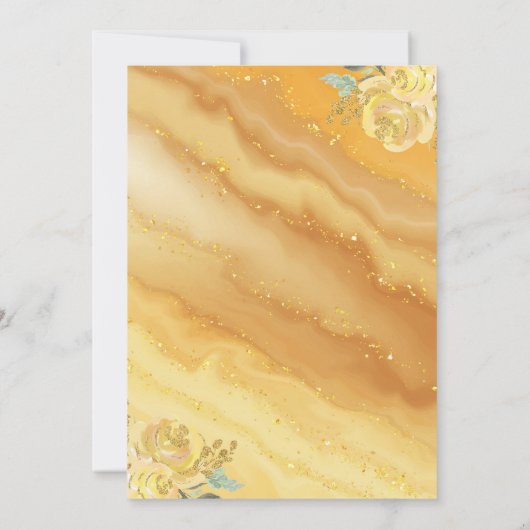 Quinceanera Floral Yellow Gold Mis Quince Anos Kaart (Achterkant)