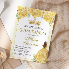 Quinceanera Floral Yellow Gold Mis Quince Anos Kaart