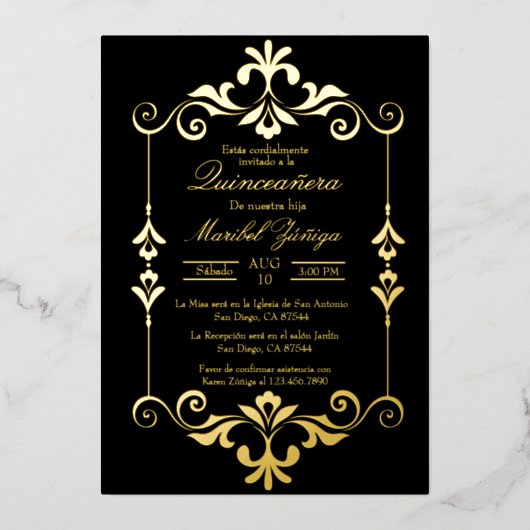 Quinceañera folie uitnodiging (Voorkant)