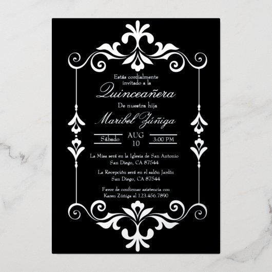Quinceañera folie uitnodiging (Voorkant)