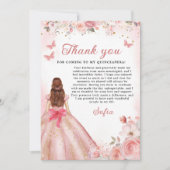 Quinceañera Foto Blush Roze Roos Bloemen Dank u Bedankkaart (Voorkant)