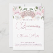 Quinceanera Foto Blush Roze Waterverf Bloemen Kaart (Voorkant)