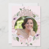 Quinceanera Foto Blush Roze Waterverf Bloemen Kaart (Achterkant)