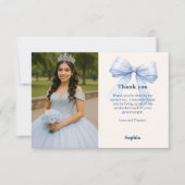 Quinceanera foto boog blauw bedankkaart (Voorkant)