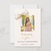 Quinceanera foto boog crème bedankkaart (Voorkant)