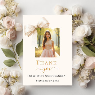 Quinceanera foto boog crème bedankkaart