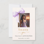Quinceanera foto boog lavendel crème bedankkaart (Voorkant)