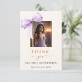 Quinceanera foto boog lavendel crème bedankkaart (Staand voorkant)