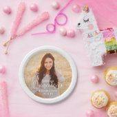 Quinceañera Foto en Modern Trendy Wit Script Papieren Bordje (Feest)