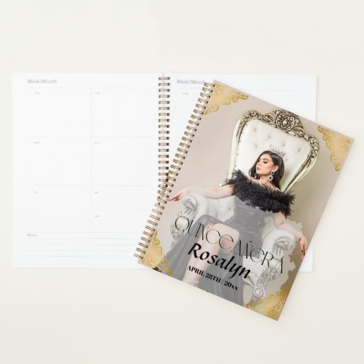 Quinceanera Foto Goud Zwart Planner (Display)