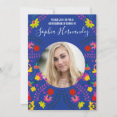 Quinceanera Foto Mexicaanse Fiesta Party Blauw Kaart (Voorkant)