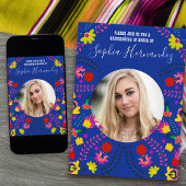 Quinceanera Foto Mexicaanse Fiesta Party Blauw Kaart