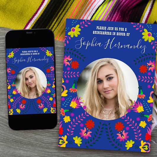 Quinceanera Foto Mexicaanse Fiesta Party Blauw Kaart