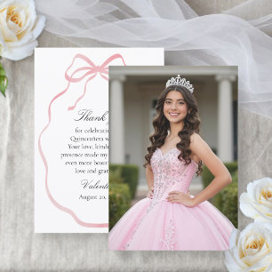 Quinceanera Foto Roze Lint Bedankkaart