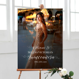 Quinceanera foto welkom teken elegante kalligrafie poster