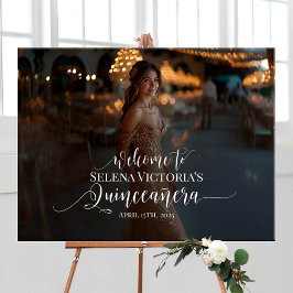 Quinceanera foto welkom teken elegante kalligrafie poster