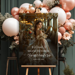 Quinceanera foto welkom teken elegante kalligrafie poster