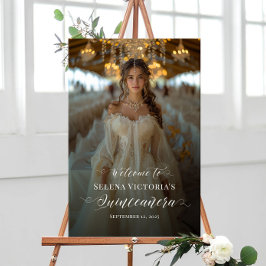 Quinceanera foto welkom teken elegante kalligrafie poster