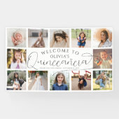 Quinceañera Fotocollage 15e Verjaardag Welkom Spandoek (Horizontaal)