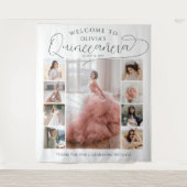 Quinceañera Fotocollage 15e Verjaardag Welkom Wandkleed (Voorkant)
