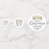 Quinceañera Foto's & Gouden Kroon Mis XV Chic Mode Confetti (Achterkanten)