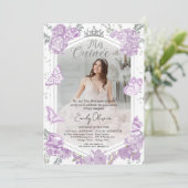 Quinceanera fotouitnodiging Lavendel Bloemen Kaart (Staand voorkant)
