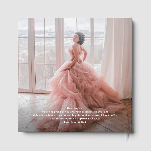 Quinceañera Front Back Foto's Modern Trendy Script Gastenboek (Achterkant)