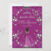 Quinceanera Fuchsia Bloemen Zilver Bruin Kaart (Achterkant)