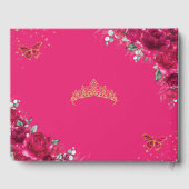 Quinceanera Fuchsia Hete Roze Bloemen Vlinders Gastenboek (Achterkant)