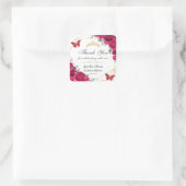 Quinceañera Fuchsia Hot Roze Bloemenvlinders Vierkante Sticker (Tas)