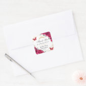 Quinceañera Fuchsia Hot Roze Bloemenvlinders Vierkante Sticker (Envelop)