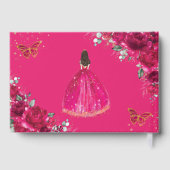 QUINCEAÑERA Fuchsia Roze Bloemen Prinses Gastenboek (Achterkant)