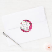 Quinceañera Fuchsia Roze Bloemen Prinses Gown Goud Ronde Sticker (Envelop)