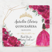 Quinceañera Fuchsia Roze Bloemen Prinses Gown Goud Sparkling Wijnetiket (Enkel label)