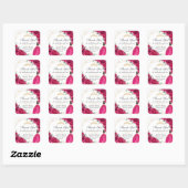 Quinceañera Fuchsia Roze Bloemen Prinses Gown Goud Vierkante Sticker (Vel)