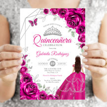 Quinceanera Fuchsia Roze Zilveren Jurk