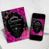 Quinceanera Fuchsia Roze Zwart Kaart