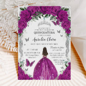 Quinceañera Fuchsia Rozen Bloemen  Zilver Kaart
