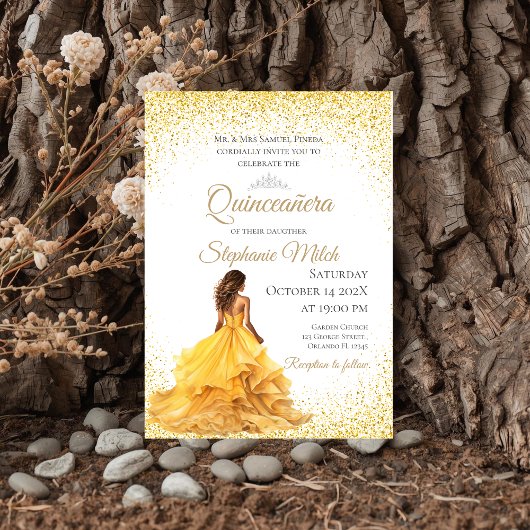 Quinceanera Gast Geel Kaart