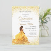 Quinceanera Gast Geel Kaart (Staand voorkant)