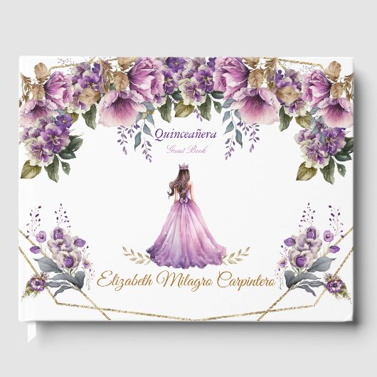Quinceañera Gastenboek Lila (Voorkant)
