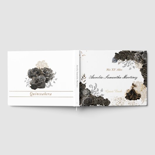 Quinceañera Gastenboek Zwart en Goud (Volledig)